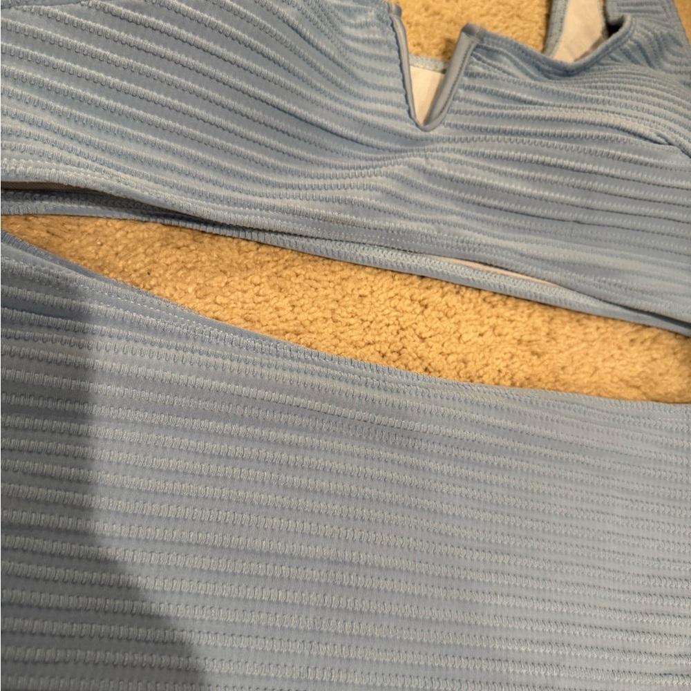 Blue Ribbed Bikini Set - Picture 2 of 3
